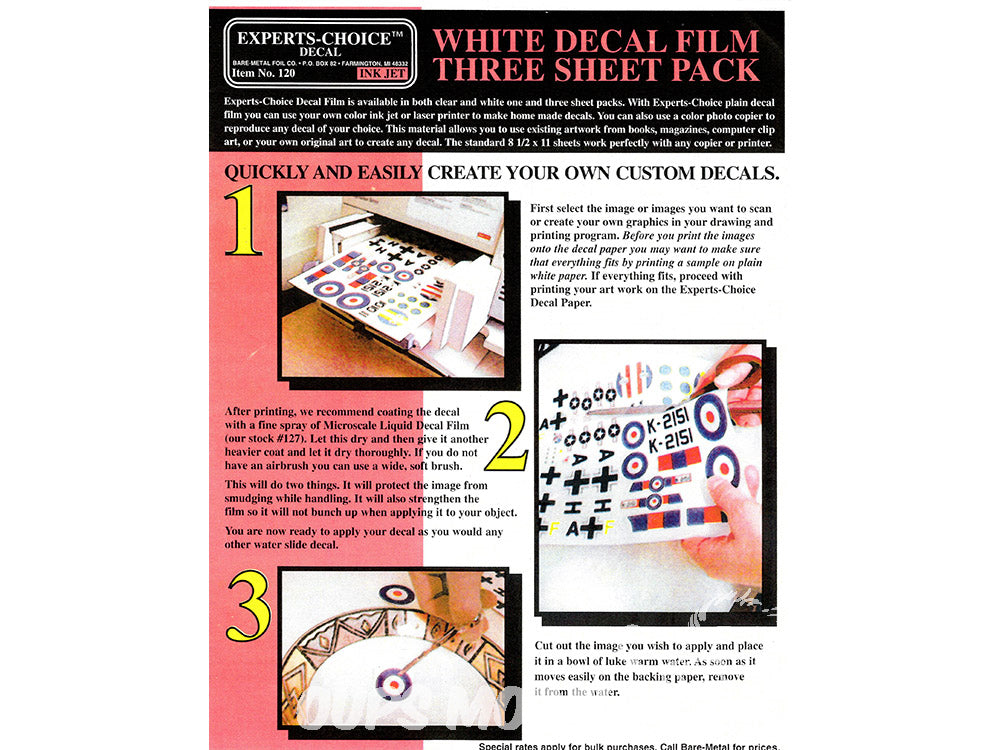 3 Feuilles pour Décal Blanches