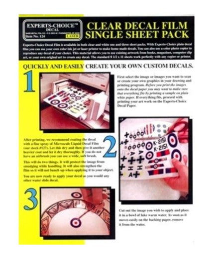 1 Feuille pour Décal Transparente