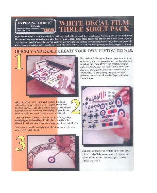 3 Feuilles pour Décal Blanches