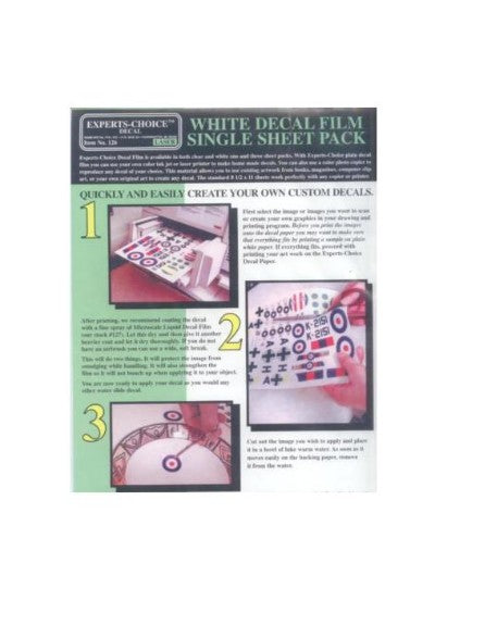 1 Feuille pour Décal Blanche