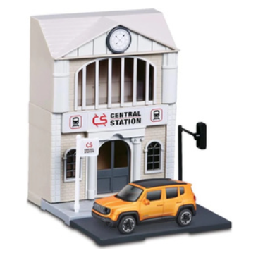 Street Fire City Train Station Jeep Renegade - Bburago