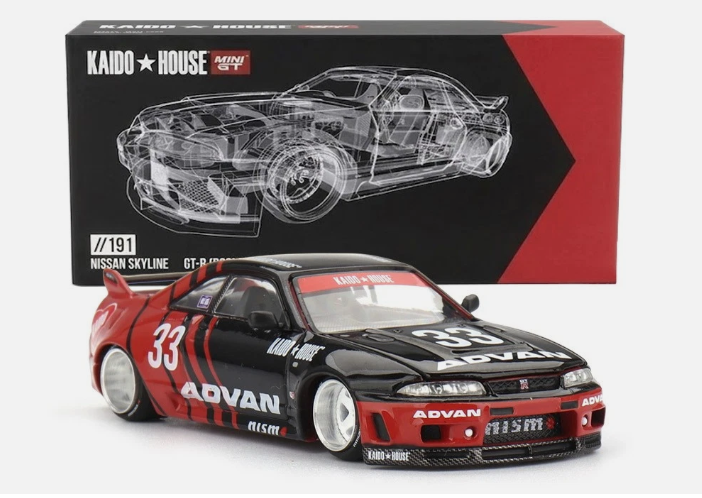 Nissan Skyline GT-R R33 Kaido Works Advan - Mini GT