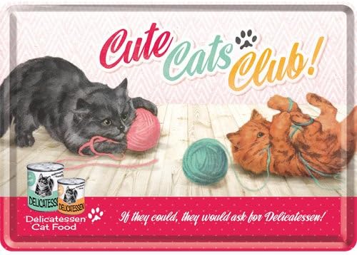 Plaque Métallique Cute Cats Club - Nostalgic Art