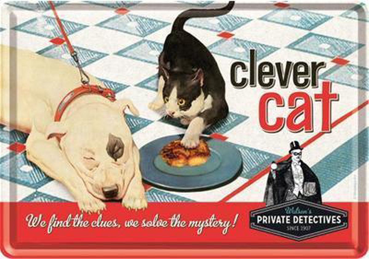 Plaque Métallique Clever Cat - Nostalgic Art
